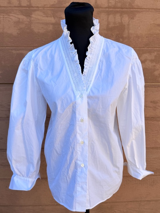 Sandro Tops - Sandro Lisandra Organic Cotton Ruffled Blouse